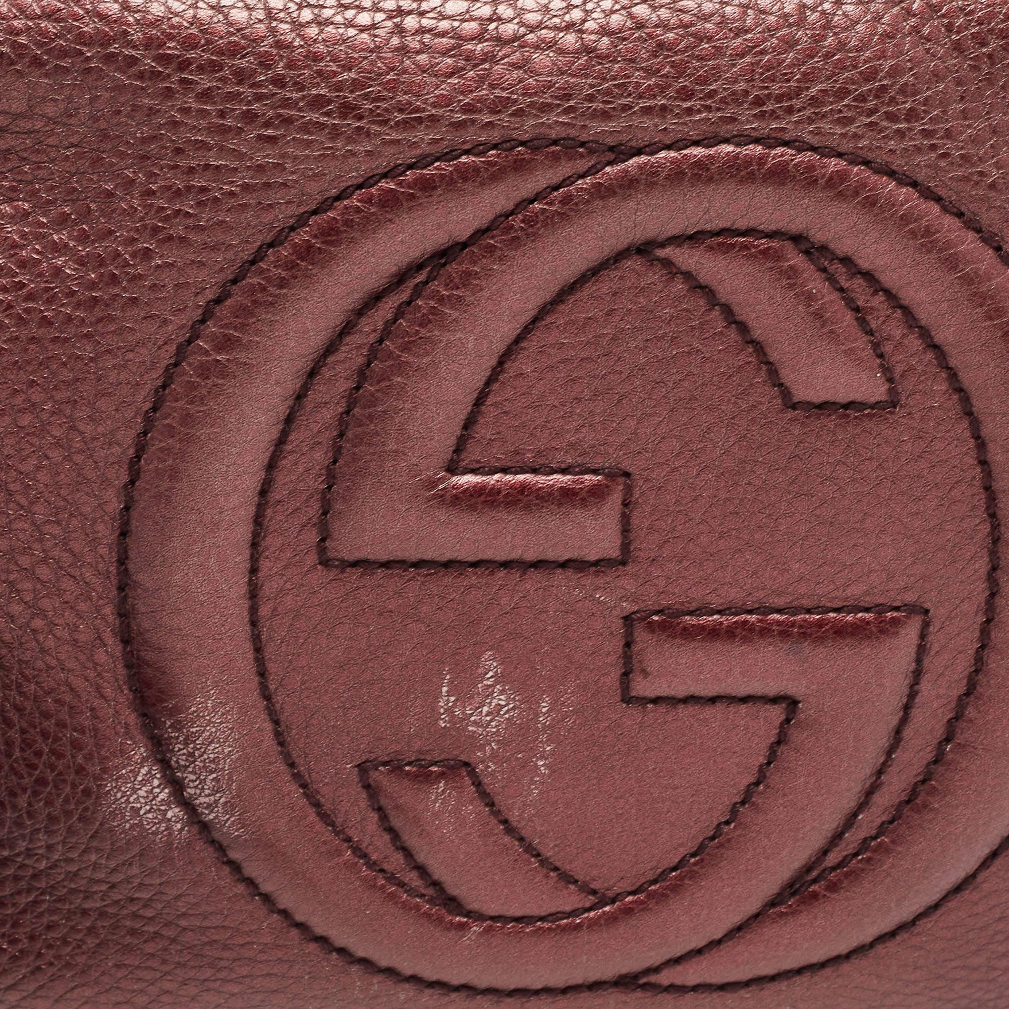 Gucci Metallic Burgundy Leather Small Soho Disco Shoulder Bag 8
