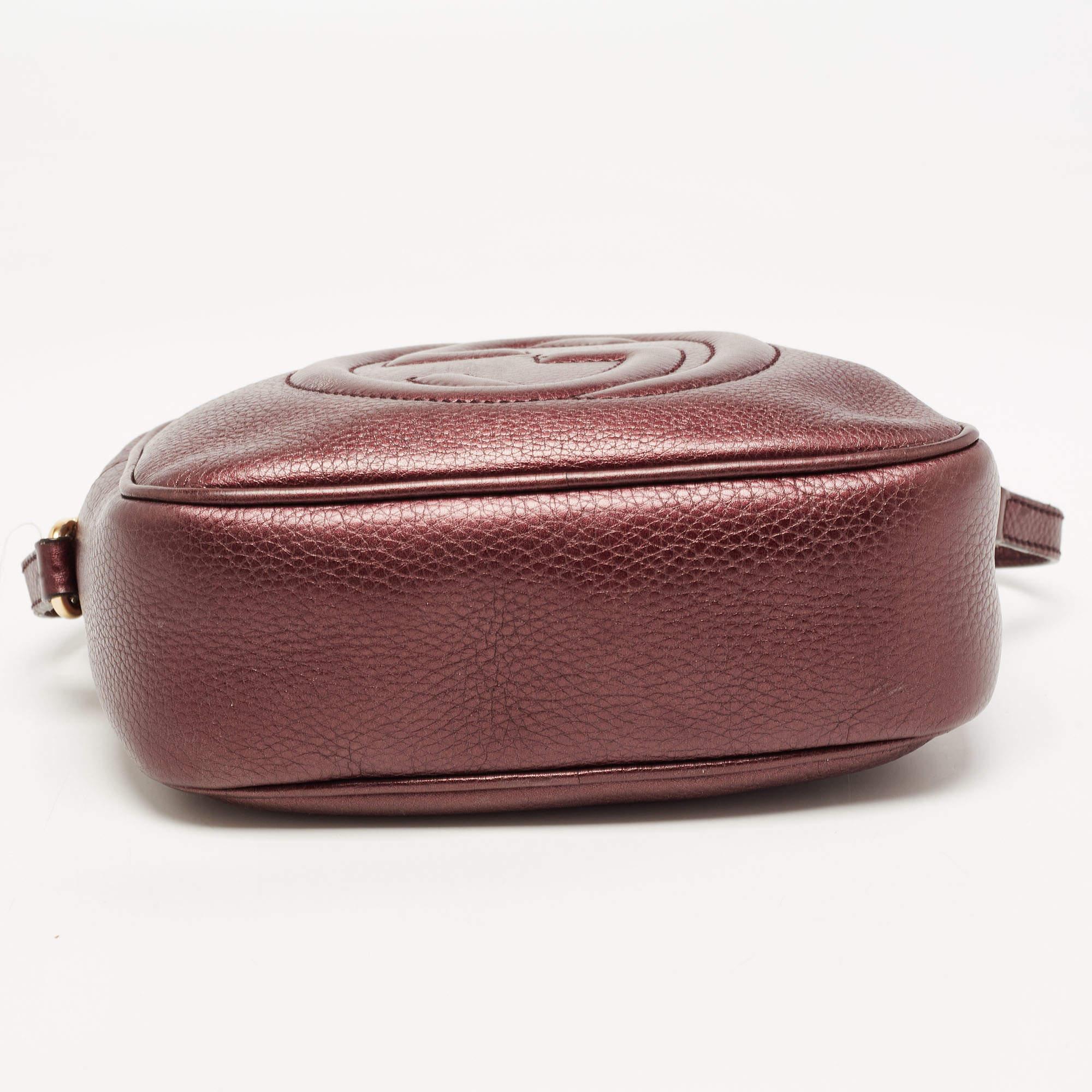 Gucci Metallic Burgundy Leather Small Soho Disco Shoulder Bag 1