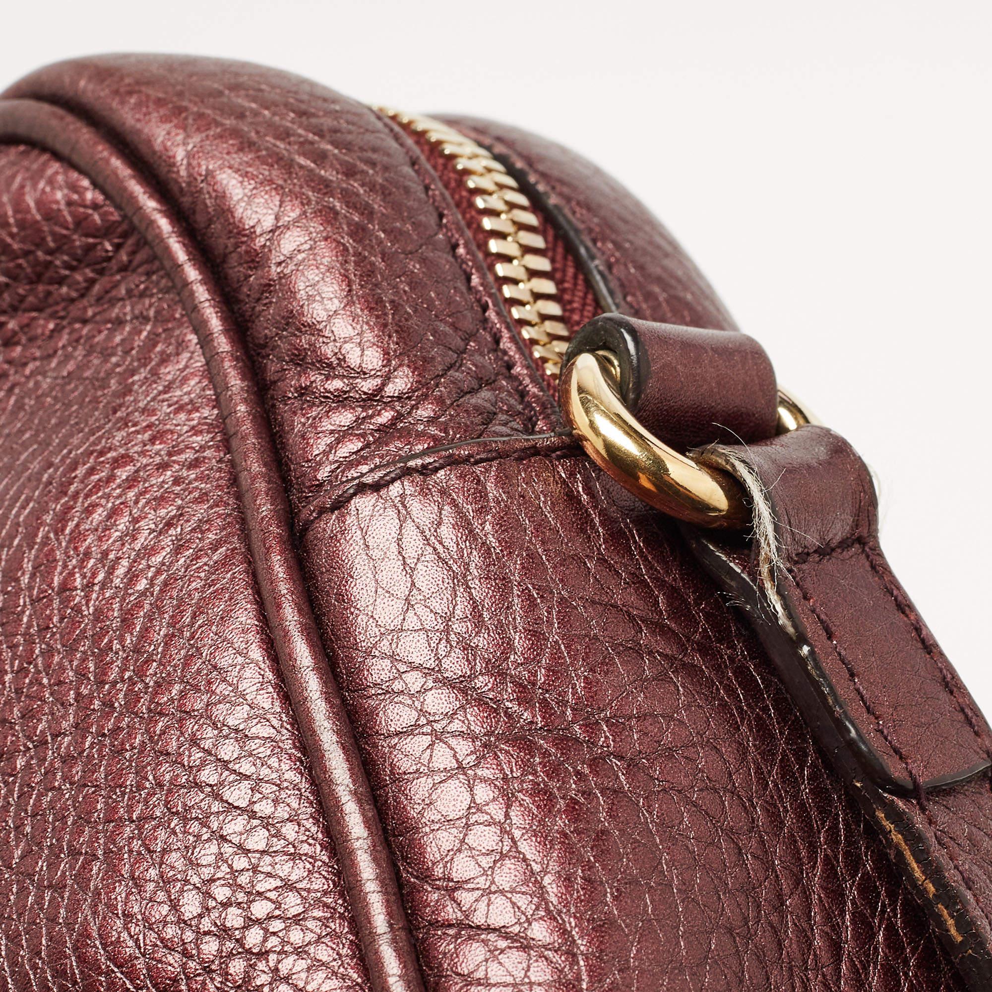 Gucci Metallic Burgundy Leather Small Soho Disco Shoulder Bag 2