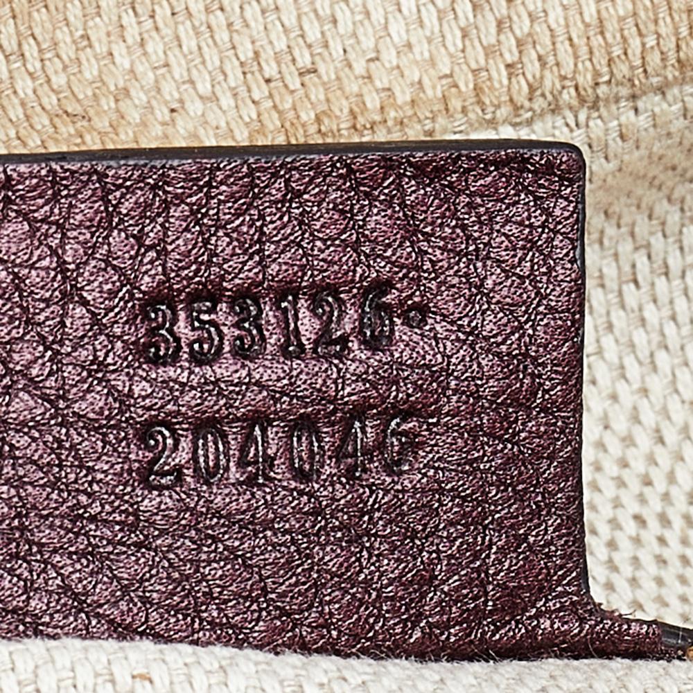 Brown Gucci Metallic Burgundy Leather Soho Large Chain Shoulder Bag