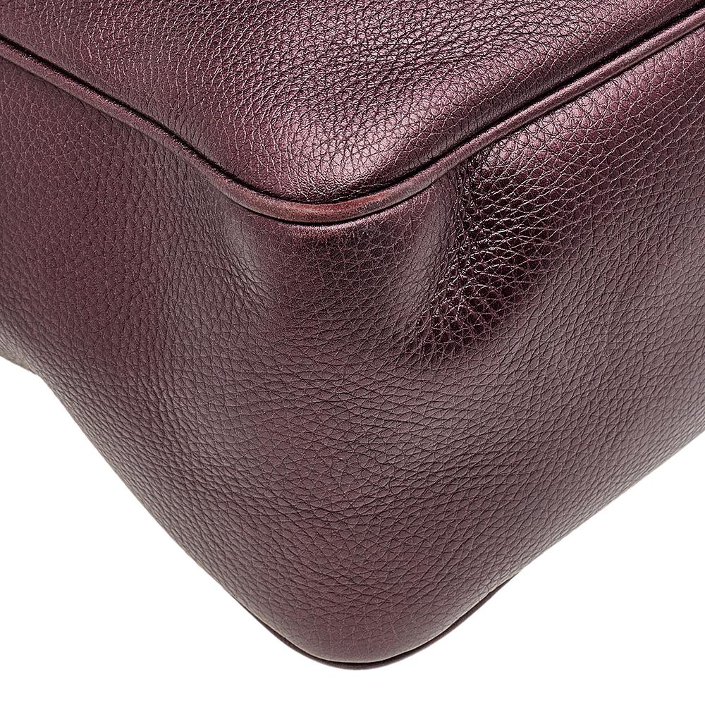 Gucci Metallic Burgundy Leather Soho Large Chain Shoulder Bag 2
