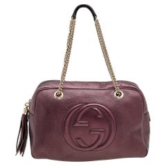 Gucci Metallic Burgundy Leather Soho Large Chain Shoulder Bag