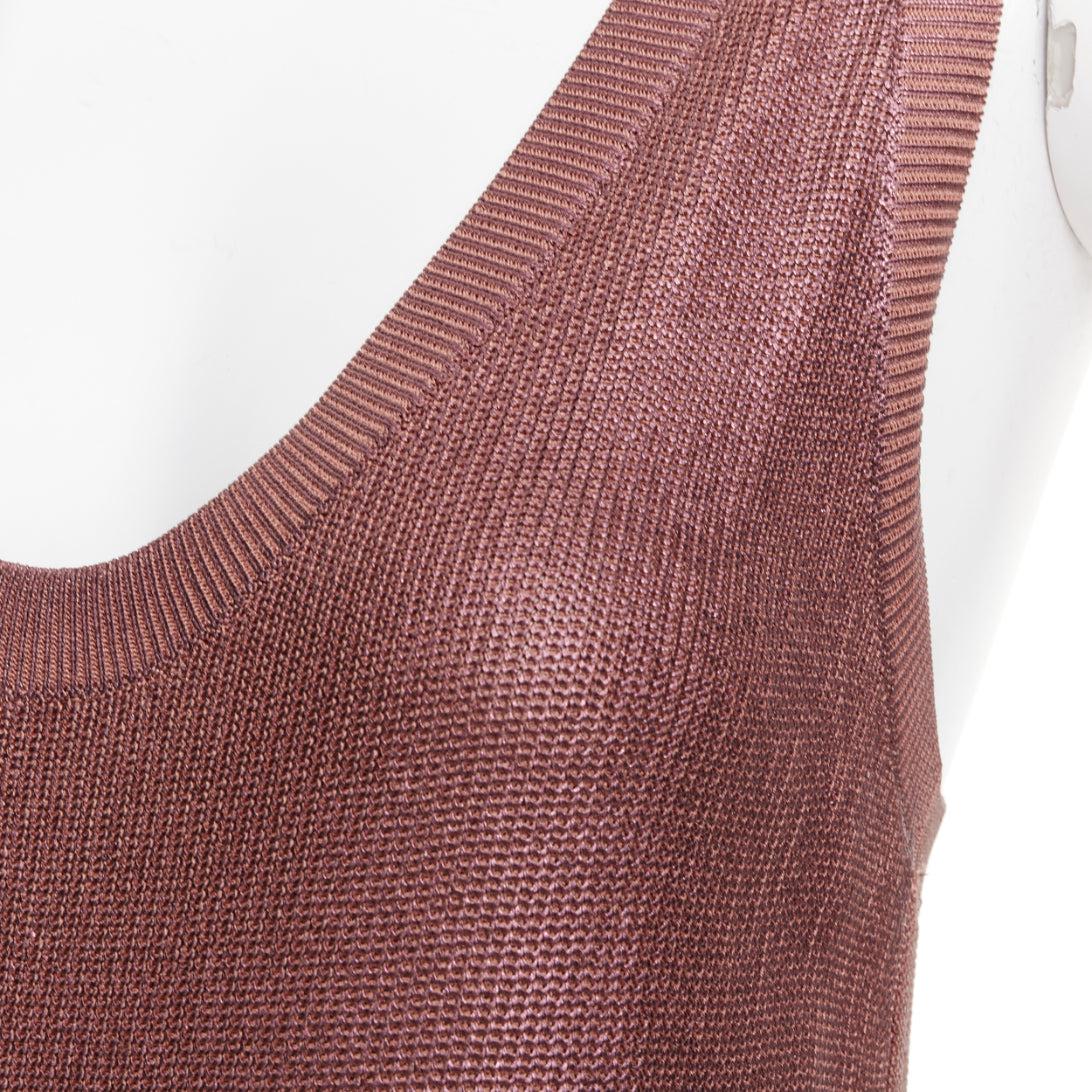 GUCCI metallic copper coated GG logo charm knit mini dress M For Sale 2