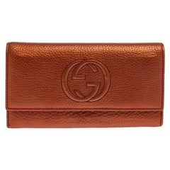 Gucci Metallic Copper Leather Soho Continental Wallet