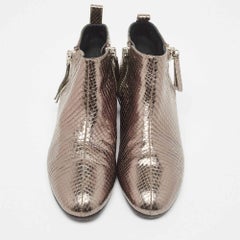 Gucci Metallic Embossed Python Ankle Boots Size 37