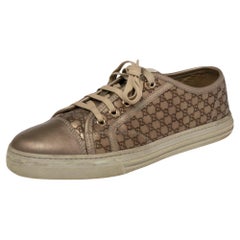 Gucci Metallic GG Canvas And Leather Low Top Sneakers Size 39