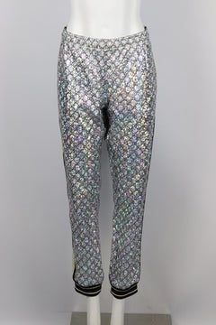 Gucci Metallic Gg Logo Print Jersey Track Pants Medium