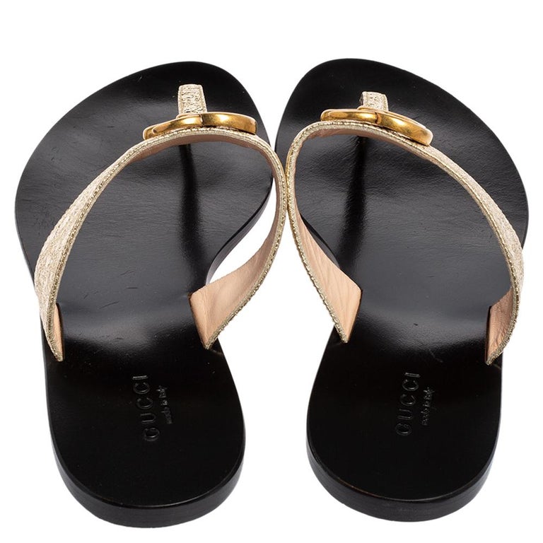 Gucci Metallic Gold Crinkled Leather GG Marmont Thong Sandals Size 37 at  1stDibs | gucci gold thong sandals, gold gucci thong sandals, gucci thong  sandals gold