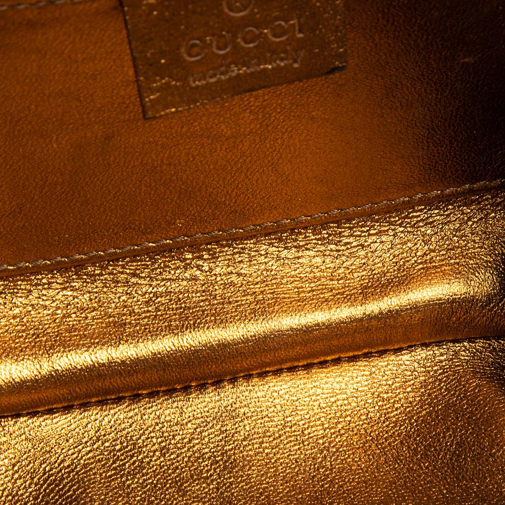 Kleine Metallic Gold GG Perlen-Tasche mit Rahmen Damen