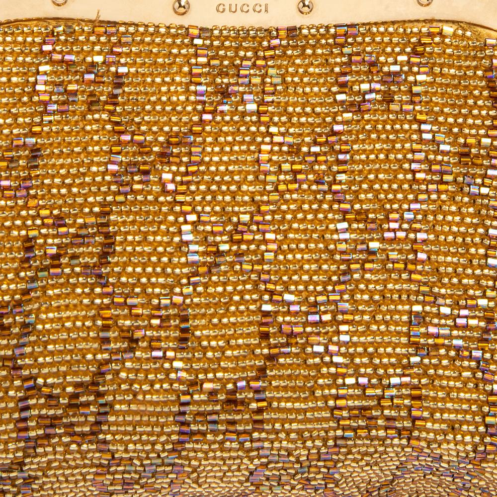 Gucci Metallic Gold GG Beads Small Frame Bag 1