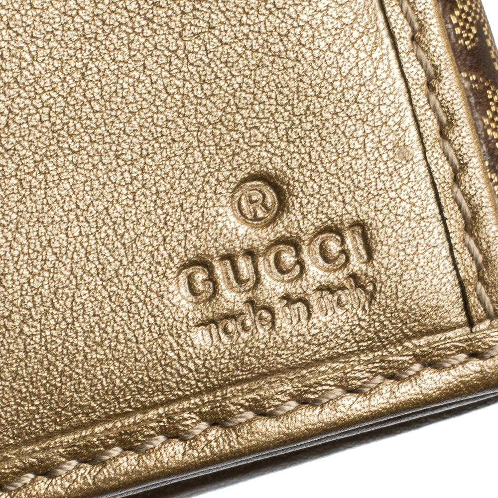 Women's Gucci Metallic Gold GG Crystal Coated Canvas and Leather Continental Wallet