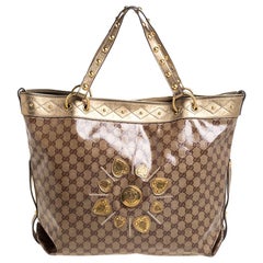 Gucci Metallic Gold GG Crystal Coated Canvas Studded Irina Tote