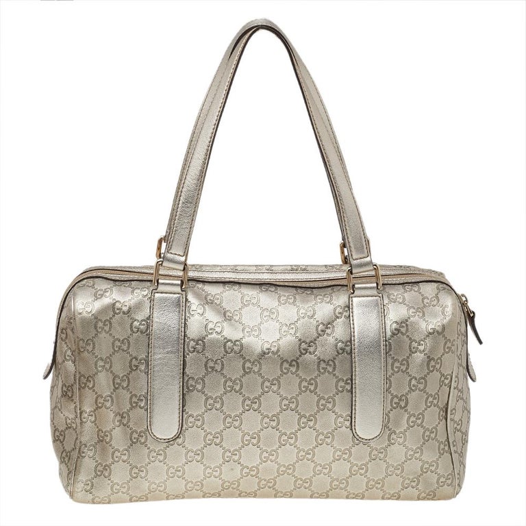 Gucci Metallic Gold Guccissima Leather Boston Bag For Sale at 1stDibs