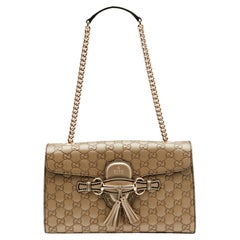 Gucci Metallic Gold Guccissima Leather Emily Chain Shoulder Bag