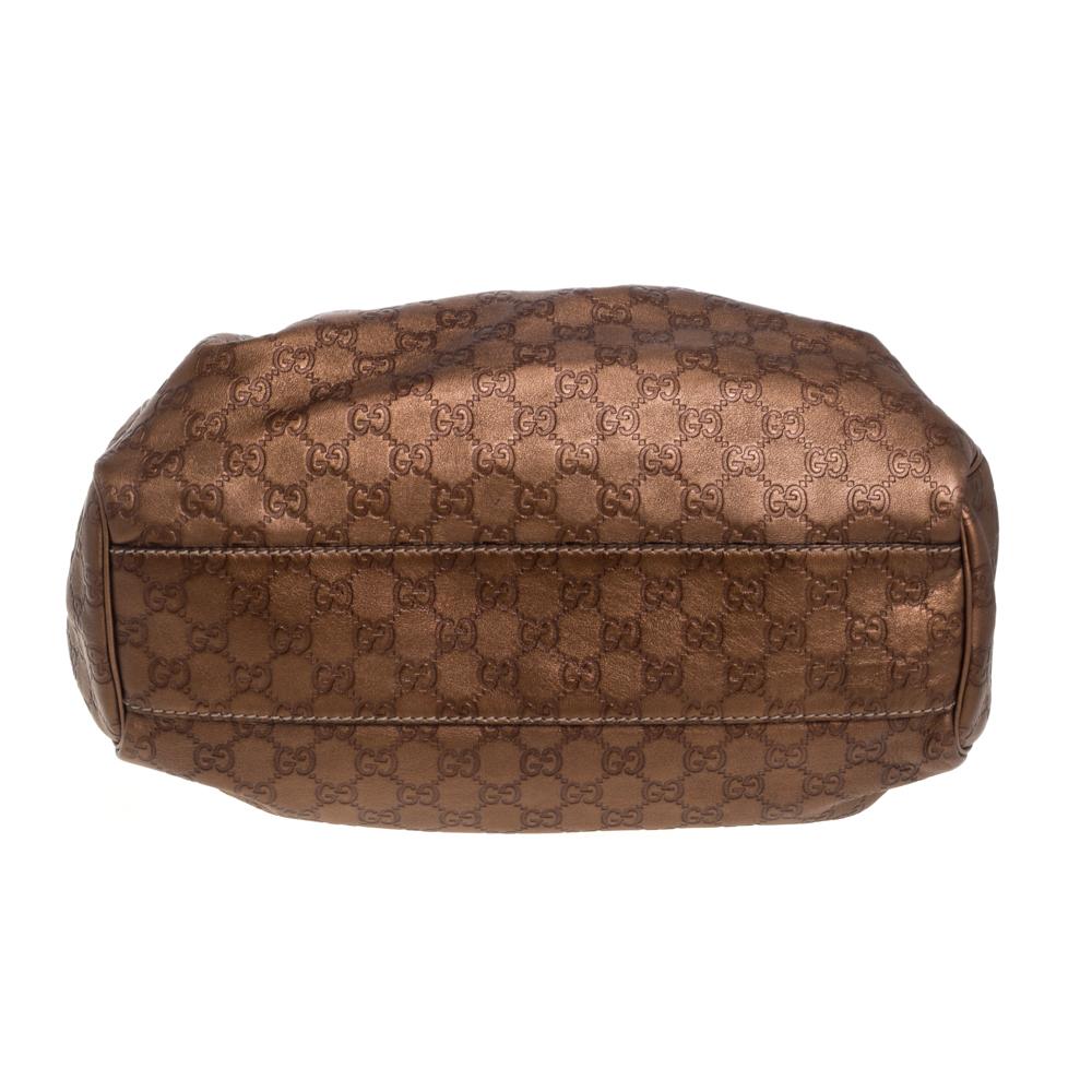 Gucci Metallic Gold Guccissima Medium Sukey Tote aus Leder Damen