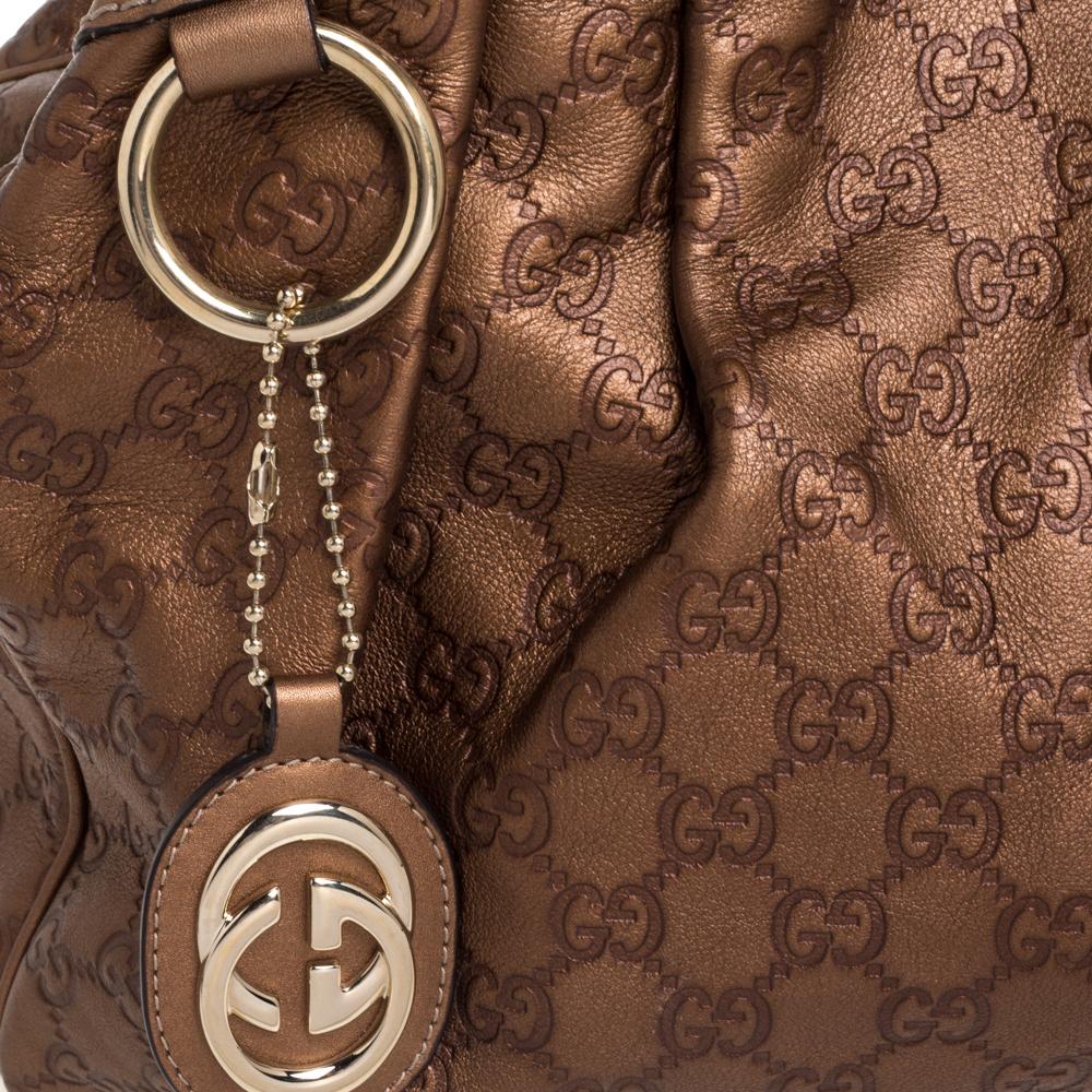 Gucci Metallic Gold Guccissima Medium Sukey Tote aus Leder 1