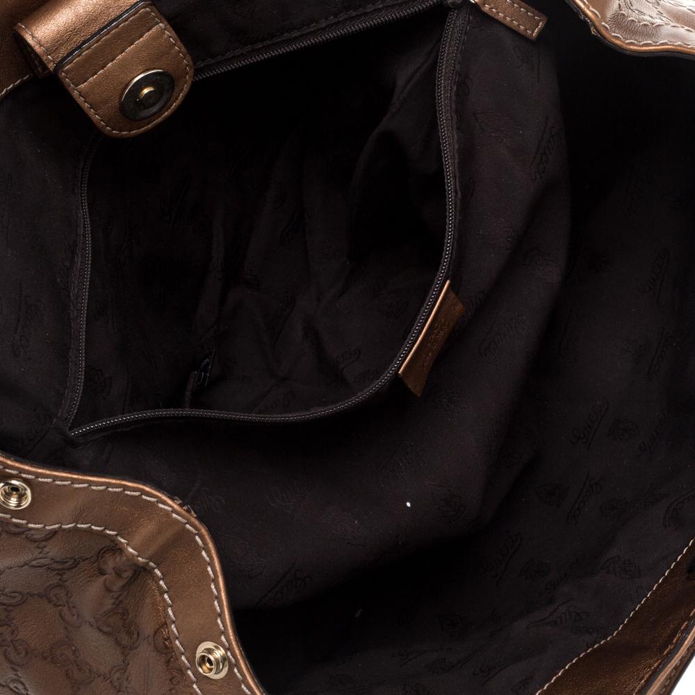 Gucci Metallic Gold Guccissima Medium Sukey Tote aus Leder 2
