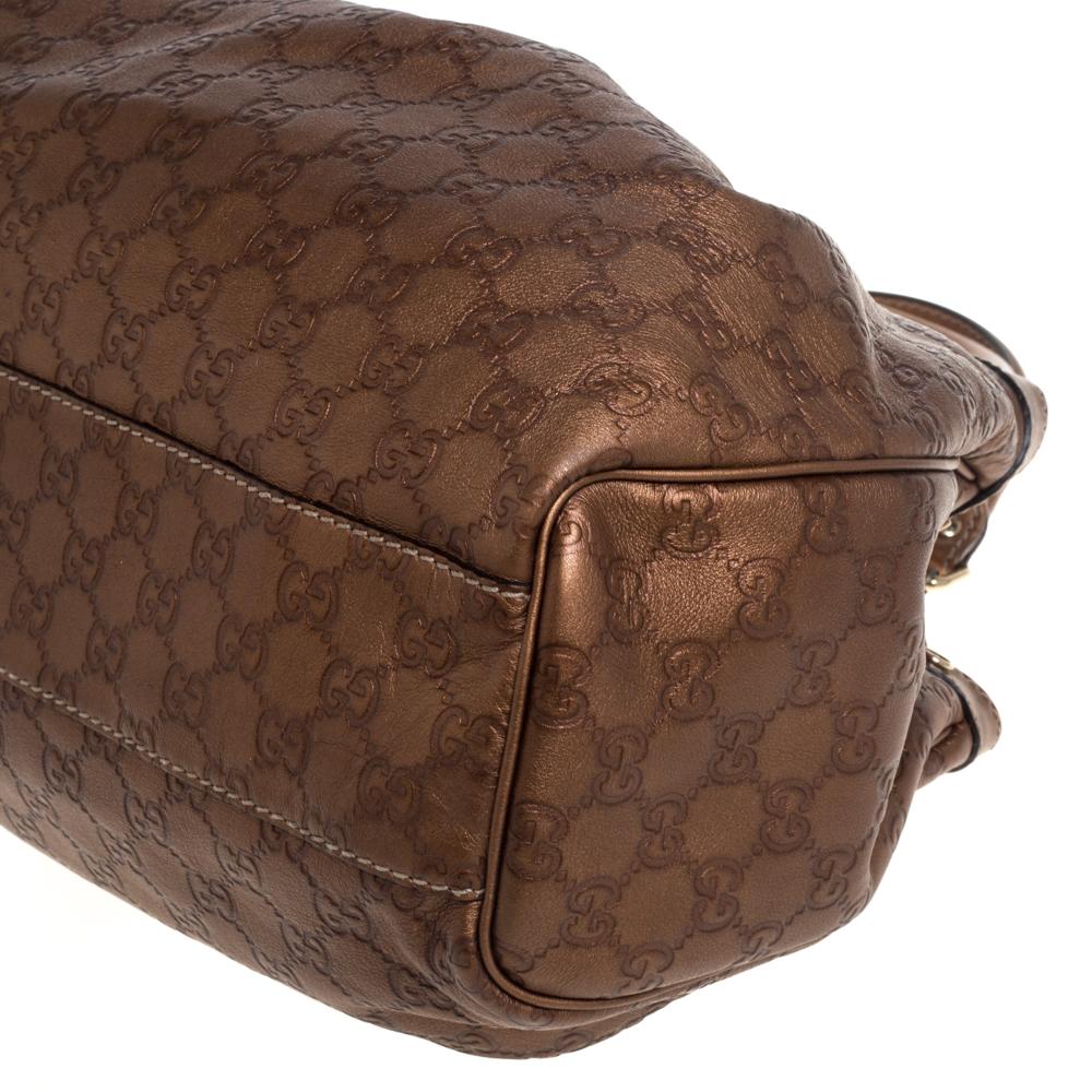 Gucci Metallic Gold Guccissima Medium Sukey Tote aus Leder 3