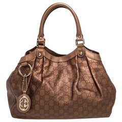 Gucci Metallic Gold Guccissima Medium Sukey Tote aus Leder