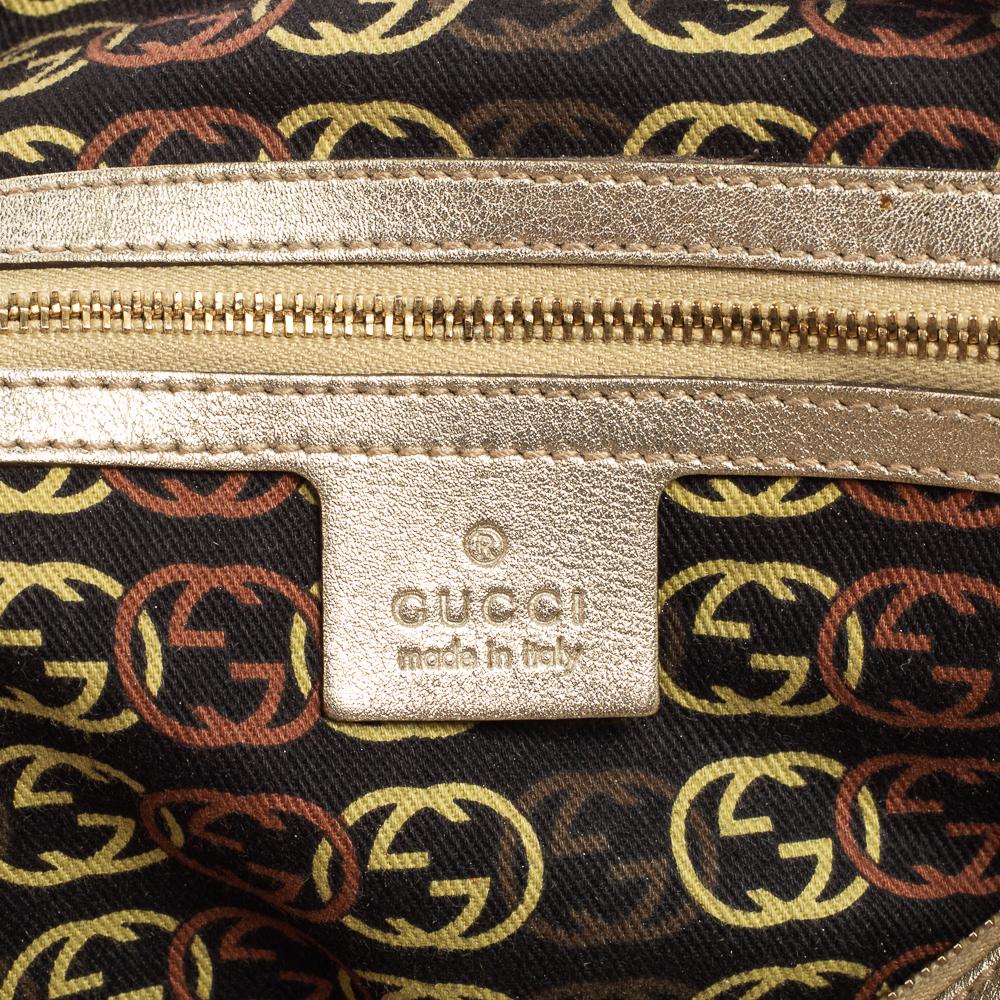 Gucci Metallic Gold Leather Britt Boston Bag 6