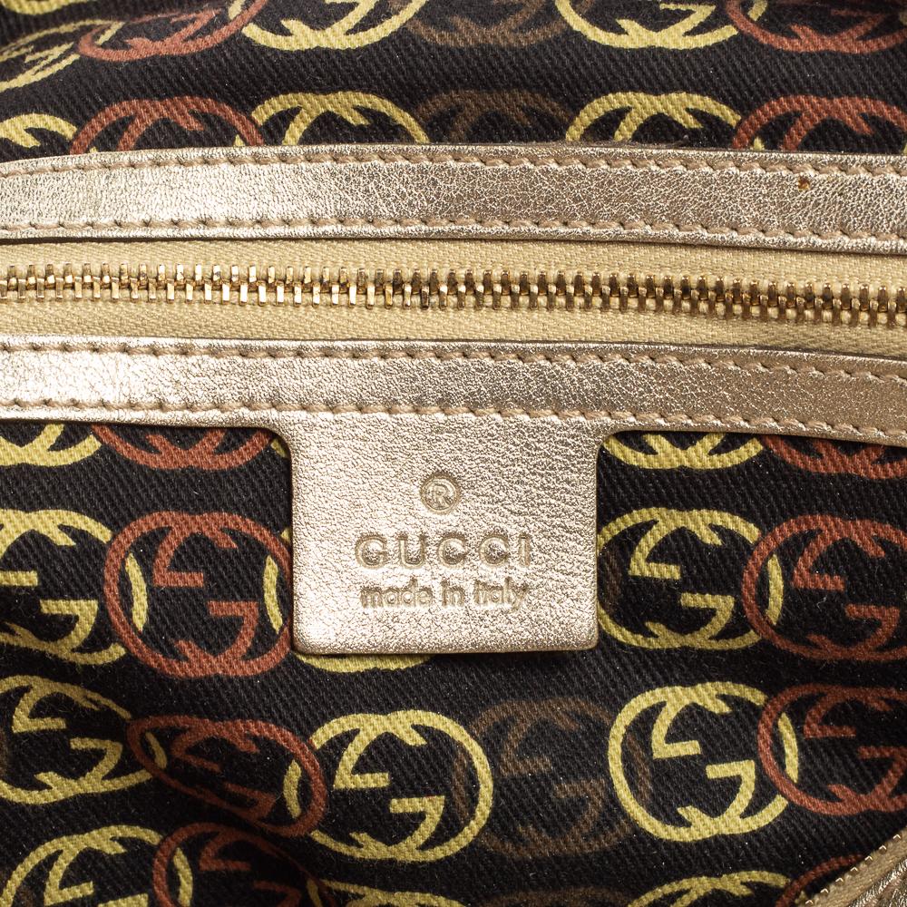 Gucci - Sac Boston Britt en cuir doré métallisé 5