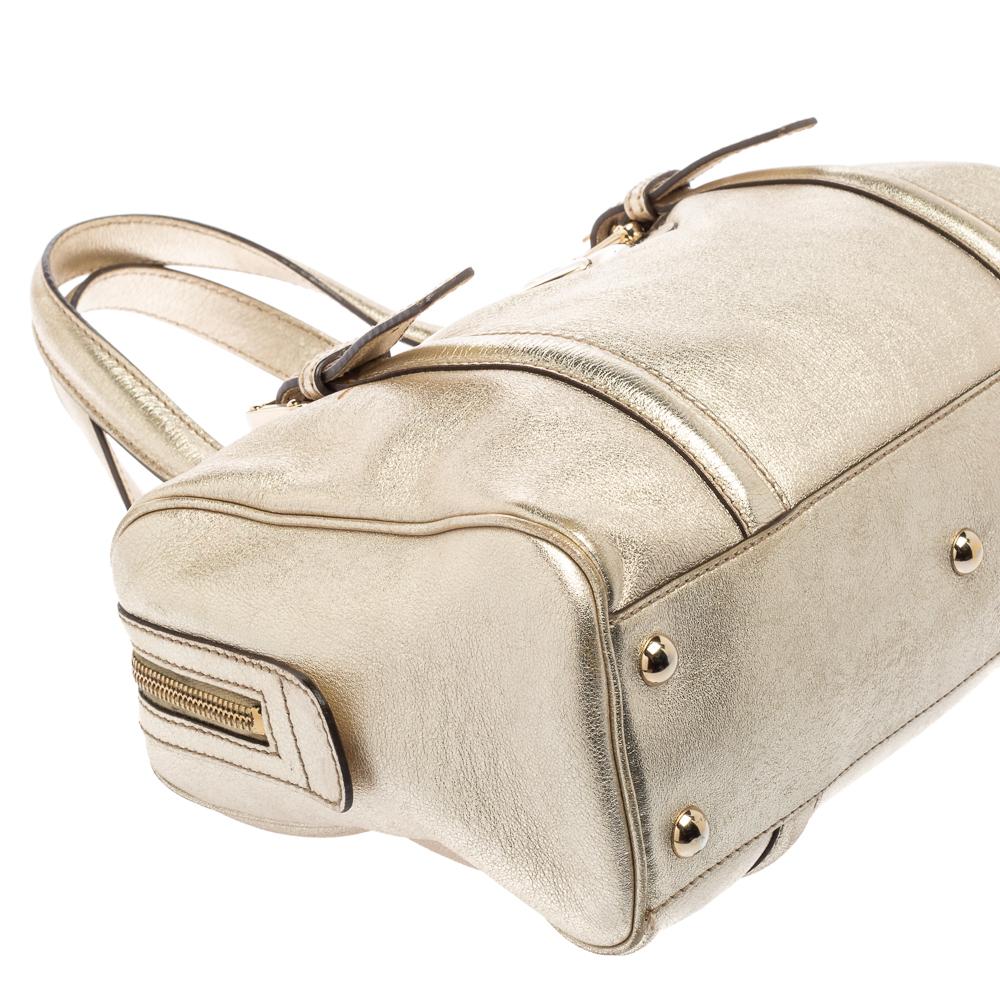 Gucci - Sac Boston Britt en cuir doré métallisé 6