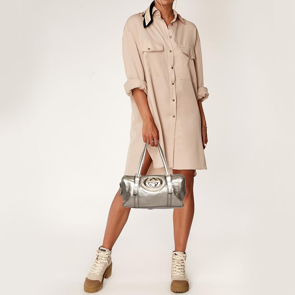 Or Gucci - Sac Boston Britt en cuir doré métallisé