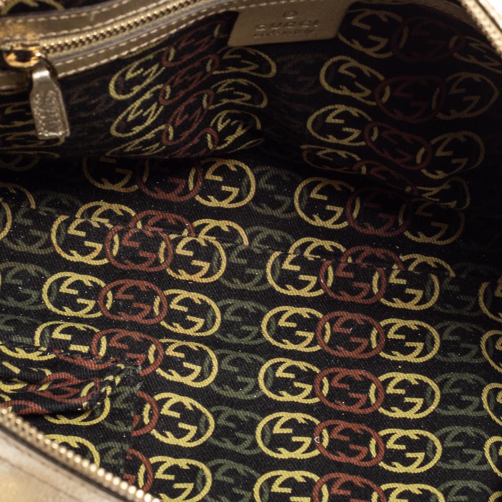 Gucci - Sac Boston Britt en cuir doré métallisé 1