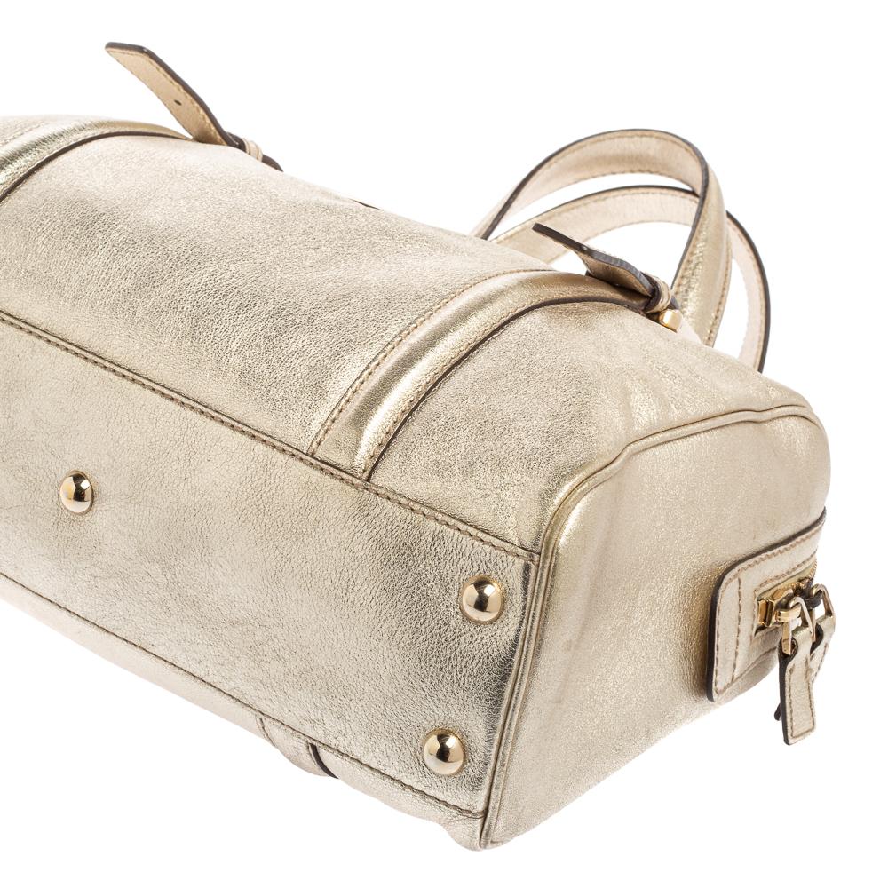 Gucci - Sac Boston Britt en cuir doré métallisé 3