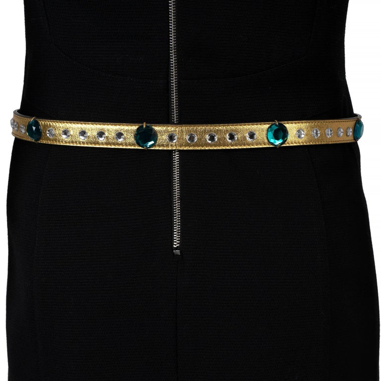 Gucci Crystal GG logo belt Size 85 GG Marmont thin belt with crystals in black leather | GUCCI® US main image 3