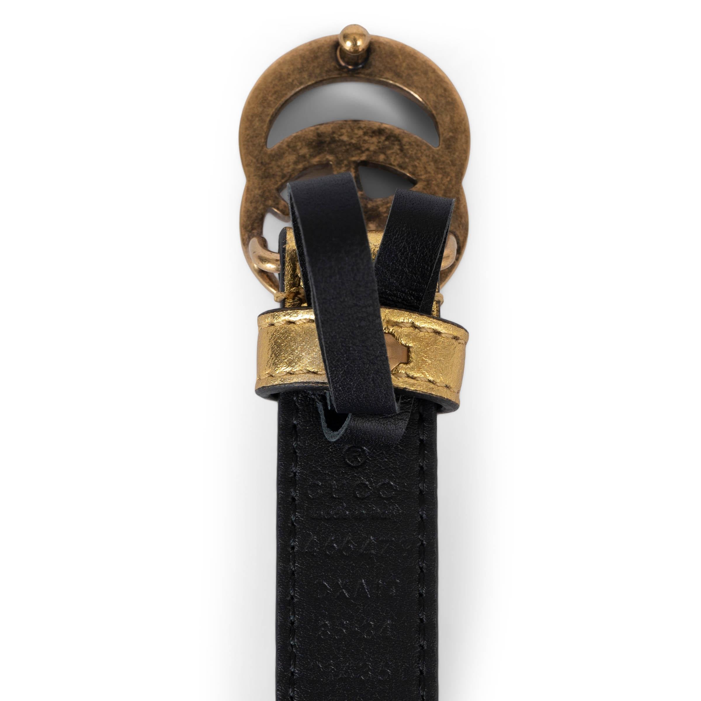 GUCCI cuero dorado metalizado GG MARMONT CRISTAL 24MM Cinturón 85 34 en venta 1
