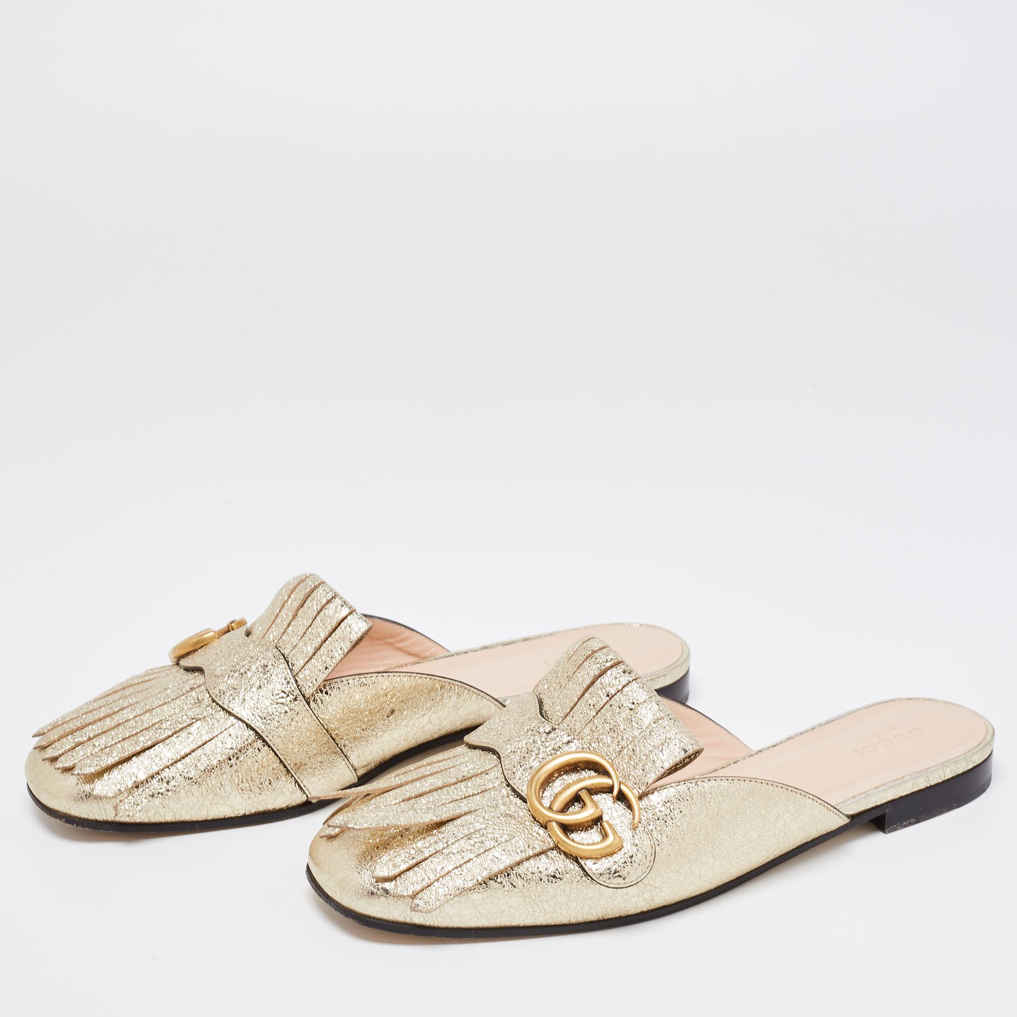 Gucci marmont cheap kiltie mule