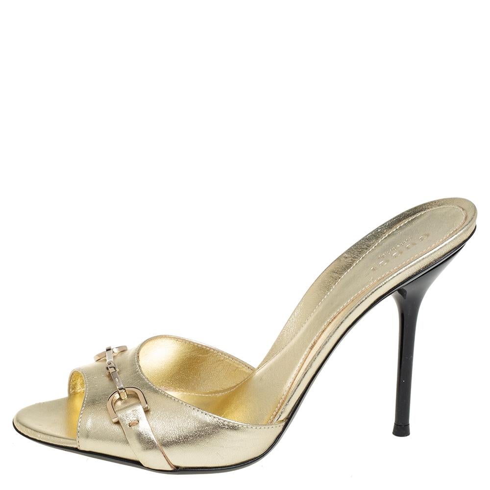 gold leather mules
