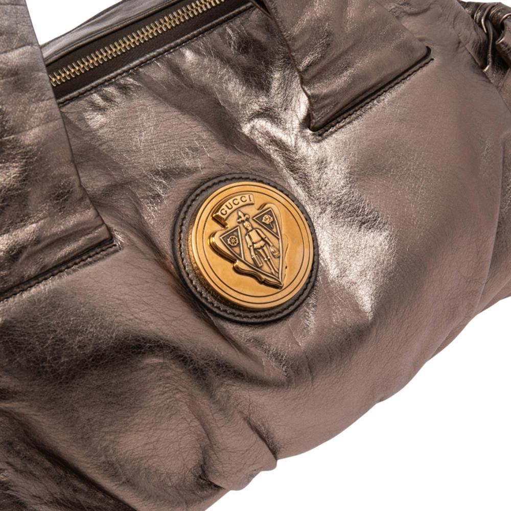 Gray Gucci Metallic Gold Leather Hysteria Bag