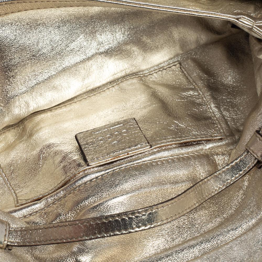 Gucci Metallic Gold Leather Hysteria Clutch Bag 4