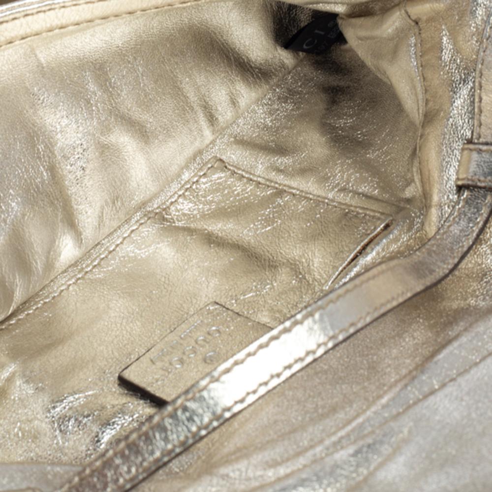 Gucci Metallic Gold Leather Hysteria Clutch Bag 5