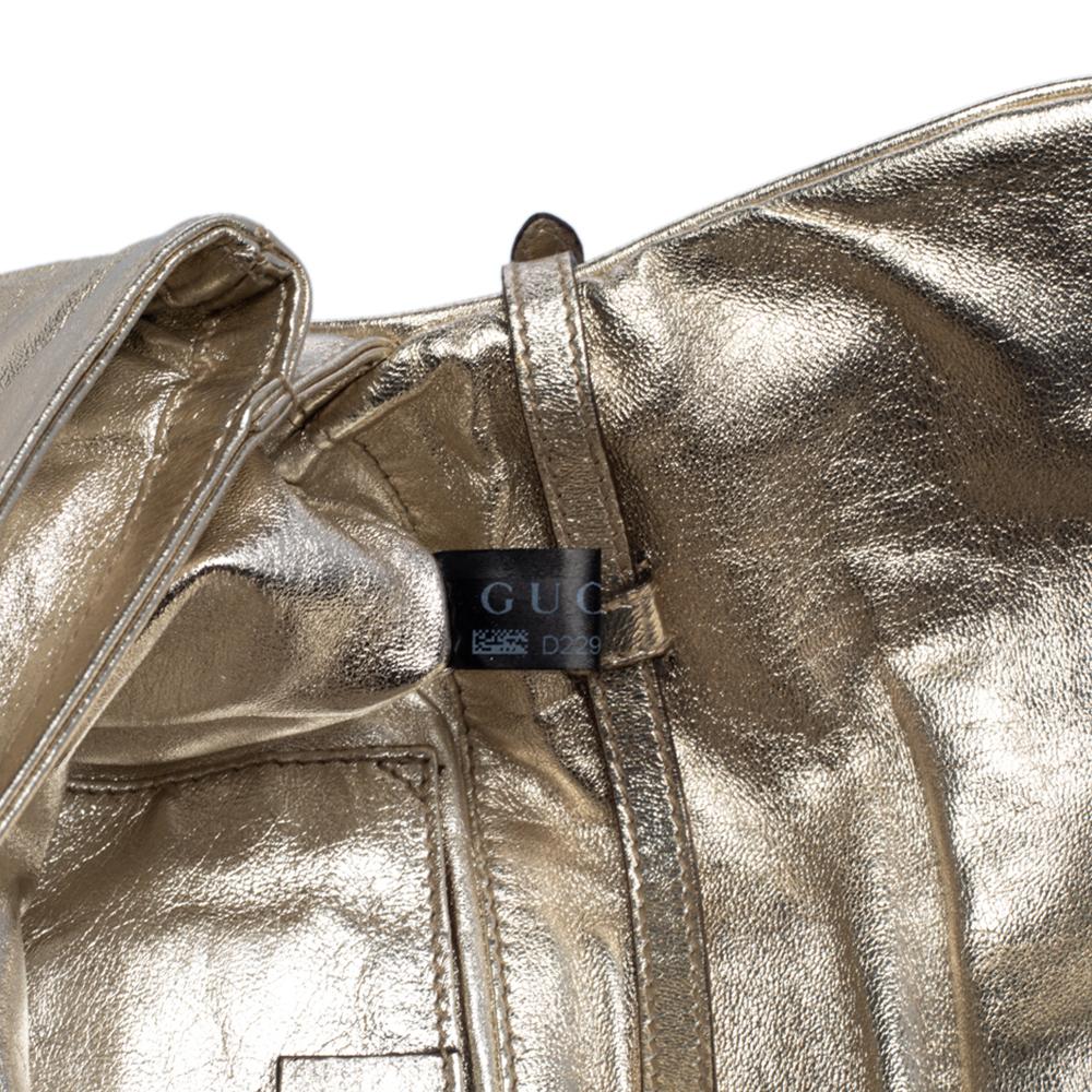Gucci Metallic Gold Leather Hysteria Clutch Bag 7