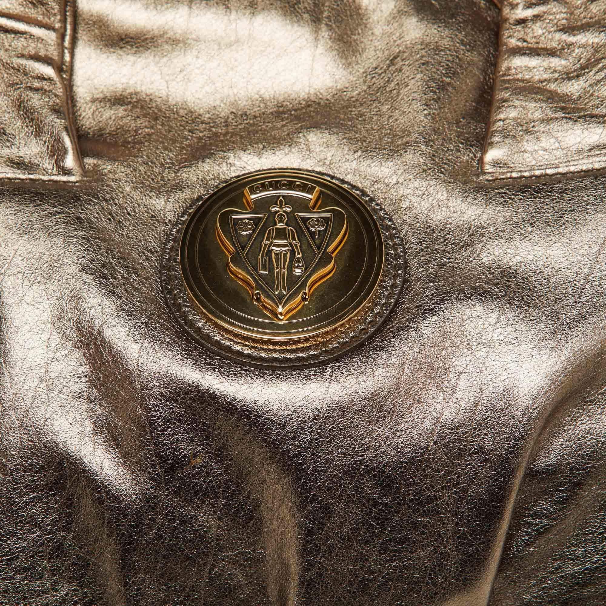 Women's Gucci Metallic Gold Leather Hysteria Tote