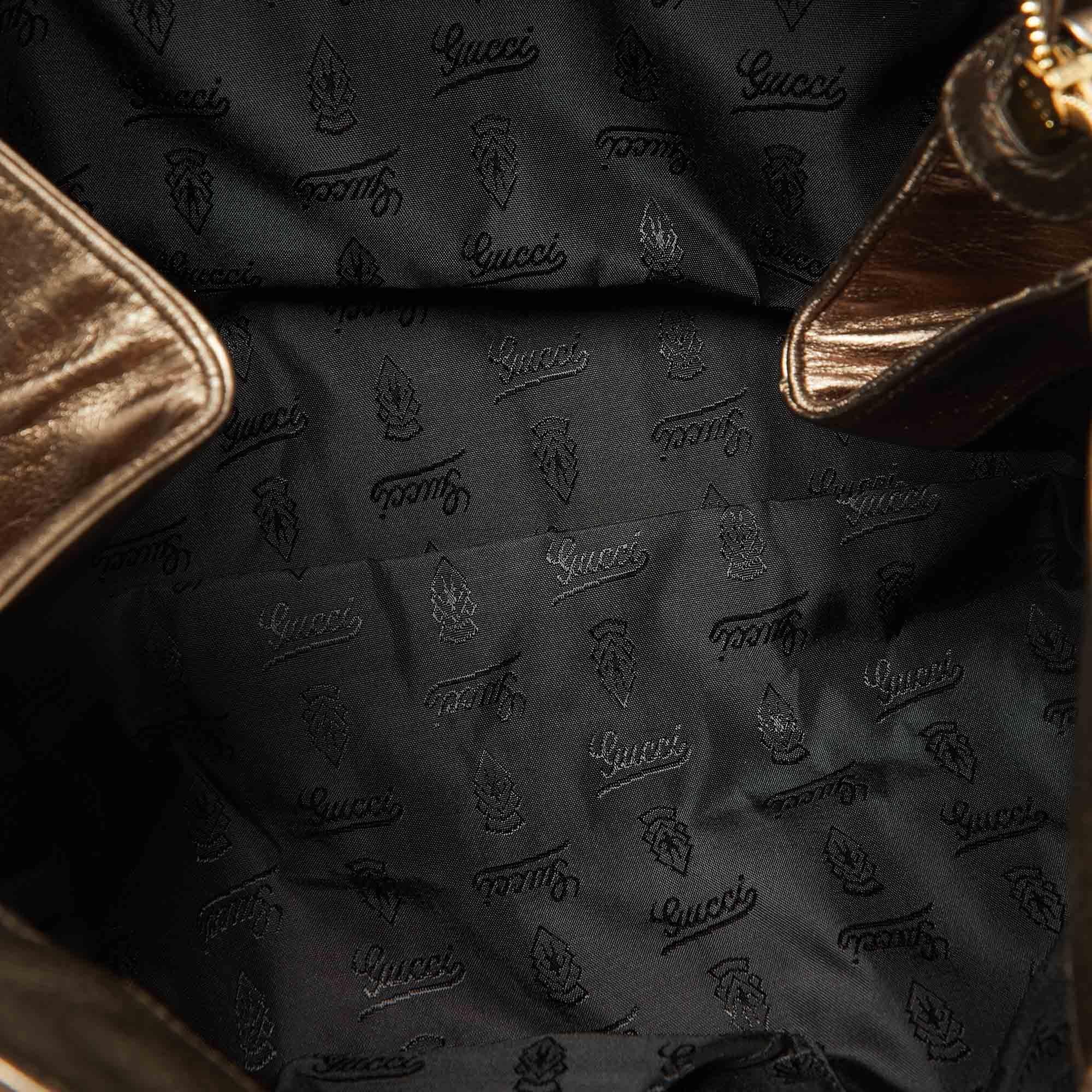 Gucci Metallic Gold Leather Hysteria Tote 2
