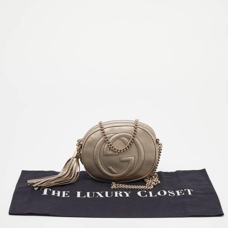 Gucci Metallic Gold Leather Mini Soho Chain Crossbody Bag at 1stDibs