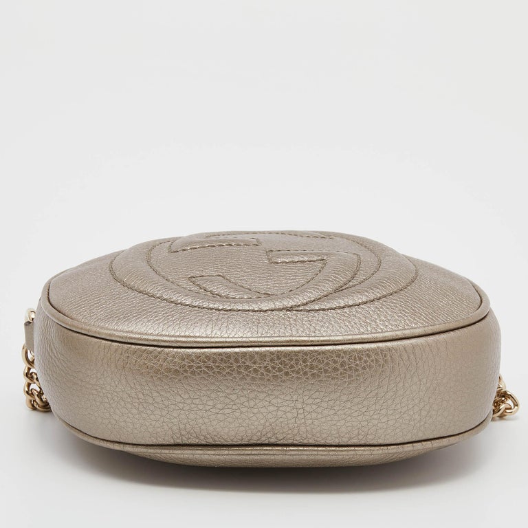 Gucci Metallic Gold Leather Mini Soho Chain Crossbody Bag at 1stDibs