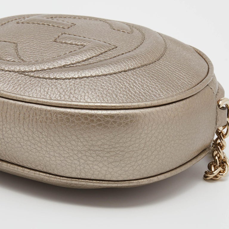 Gucci Metallic Gold Leather Mini Soho Chain Crossbody Bag at 1stDibs