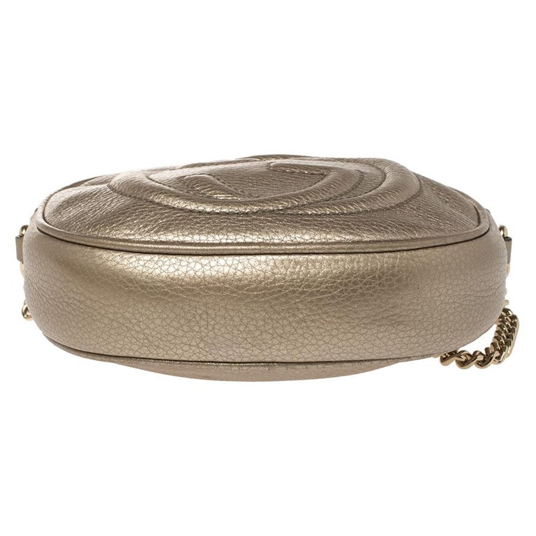 Gucci Metallic Gold Leather Mini Soho Disco Chain Crossbody Bag at