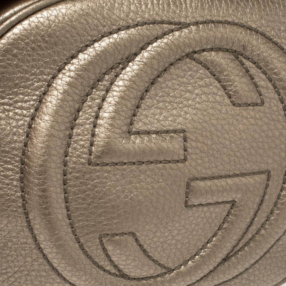 Gucci Metallic Gold Leather Mini Soho Disco Chain Crossbody Bag 1