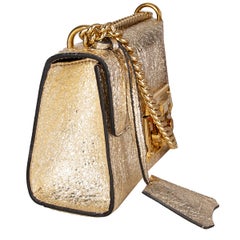 GUCCI metallic gold leather PADLOCK SMALL Crossbody Shoulder Bag
