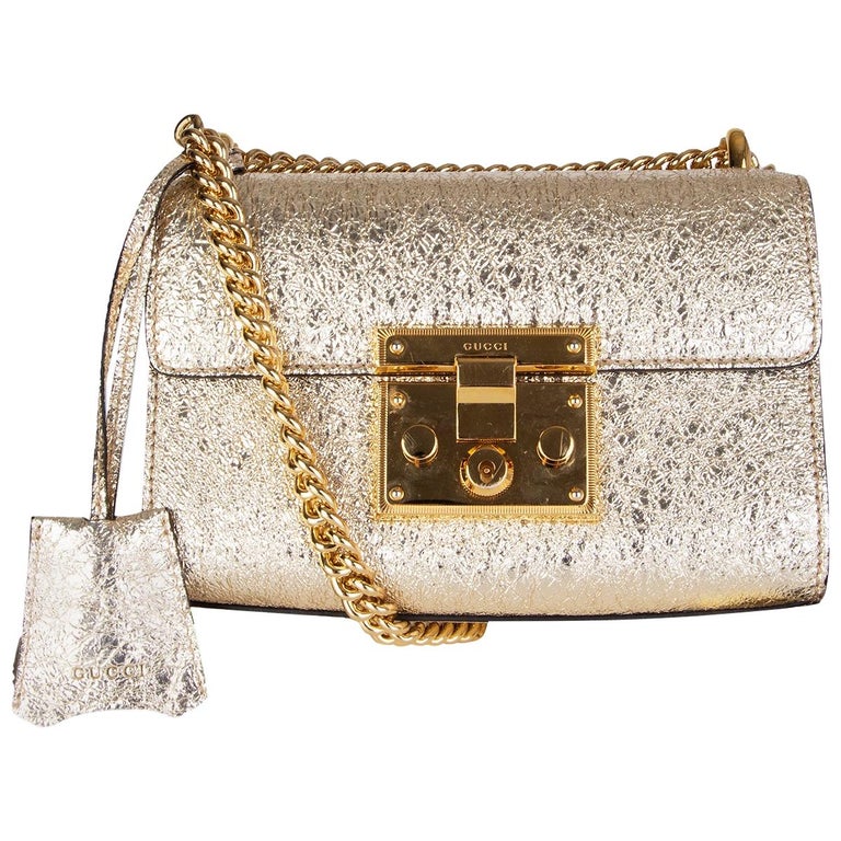 Locò Embroidered Small Shoulder Bag for Woman in Gold Crystal/antique Brass