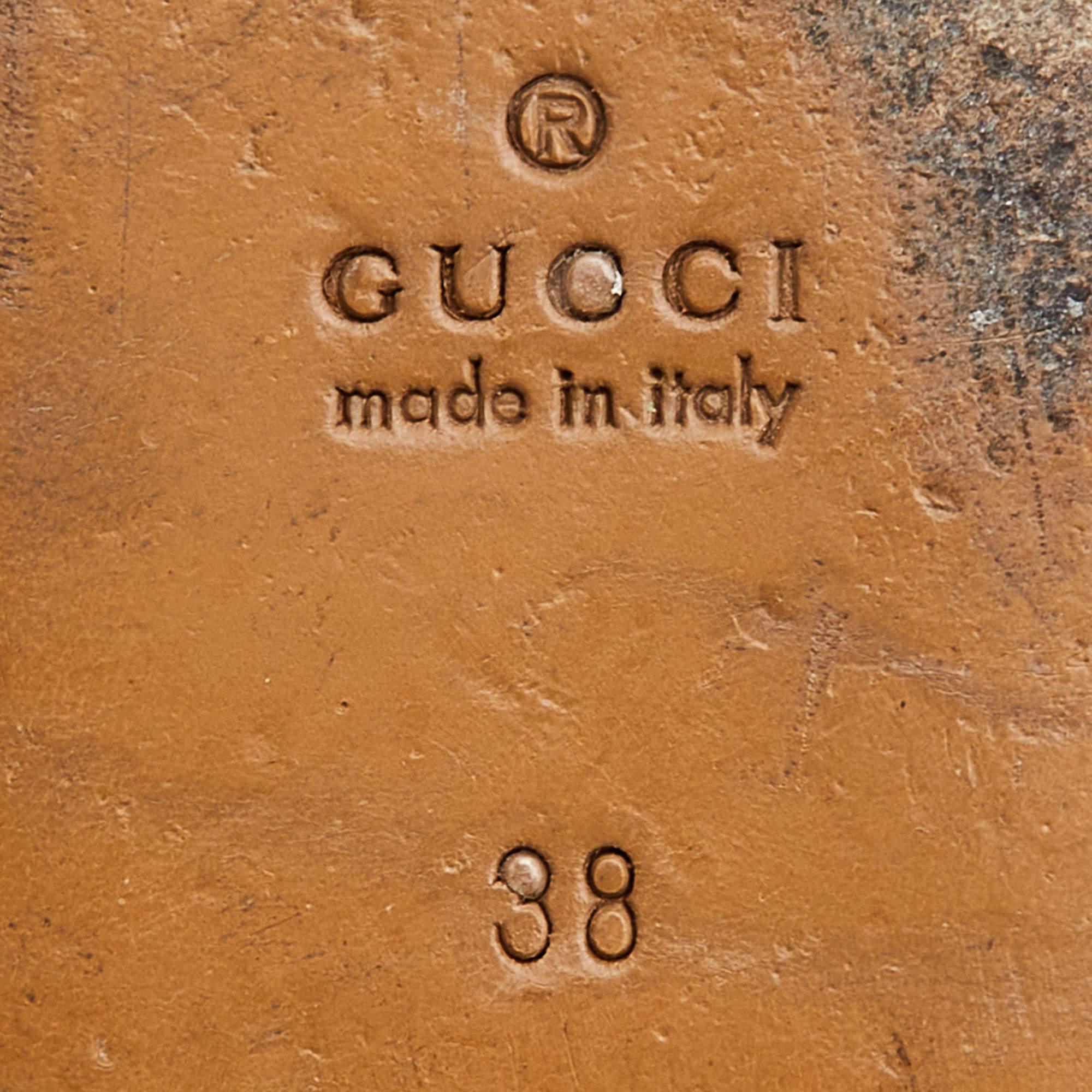 Gucci Metallic Gold Leather Princetown Horsebit Flat Mules Size 38 4