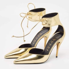 Gucci Metallic Gold Leather Priscilla Pumps Size 38.5