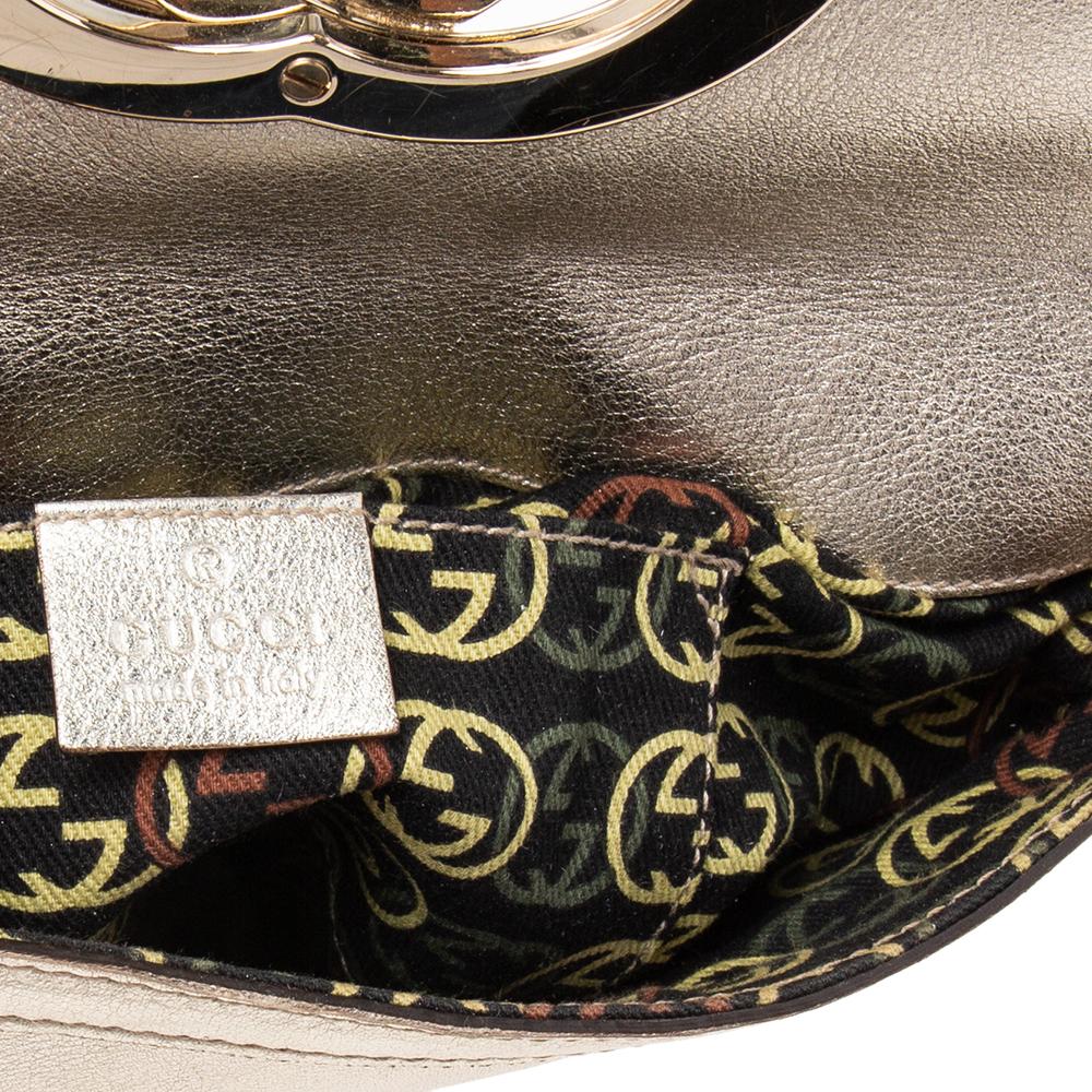 Gucci Metallic Gold Leather Small Britt Tassel Hobo 3