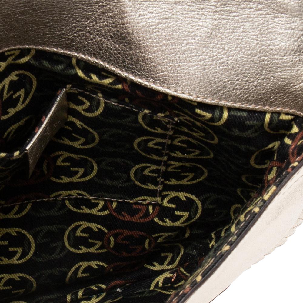 Gucci Metallic Gold Leather Small Britt Tassel Hobo 2